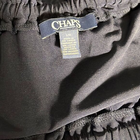 NWT Chaps Off Women Shoulder Ruffle Maxi Dress Navy Blue Size L - Picture 6 of 9